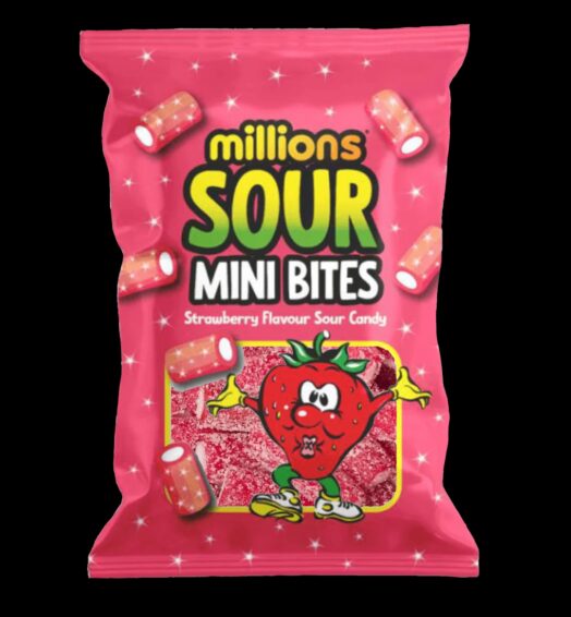 Millions Sour Mini Bites Strawberry 140g x 12