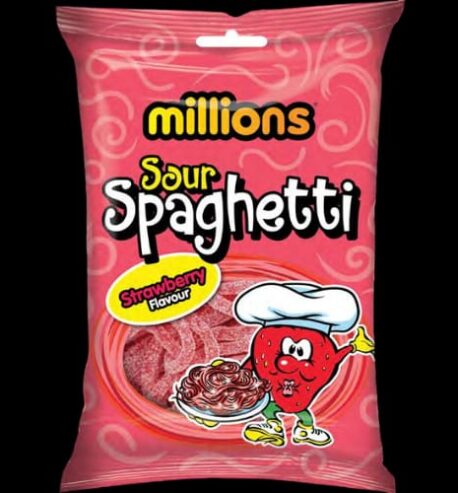 Millions Sour Spaghetti Strawberry Flavour 140g x 12