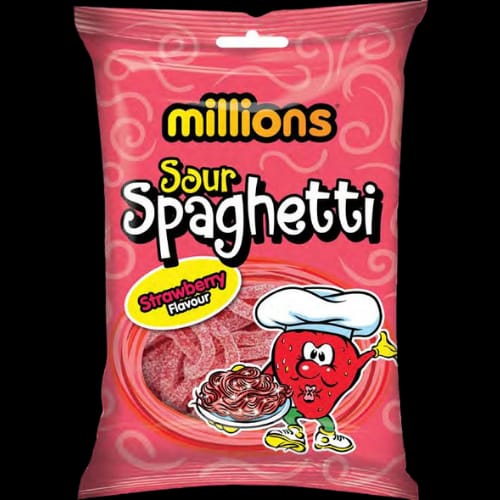 Millions Sour Spaghetti Strawberry Flavour 140g x 12