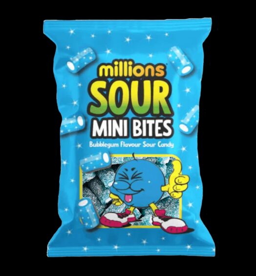 Millions Sour Mini Bites Bubblegum 140g x 12
