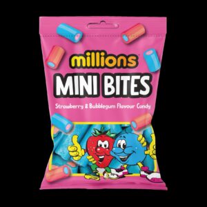 Millions Sour Mini Bites Strawberry & Bubblegum 140g x 12